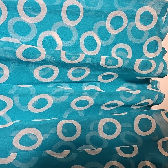 Esperanto Tourquise Circle Patterned Women's 100% Silk Pleated Skirt XS - Picture 3 of 6